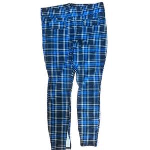 Fashion to Figure Women's Blue Plaid Skinny Preppy Trousers SZ 2X